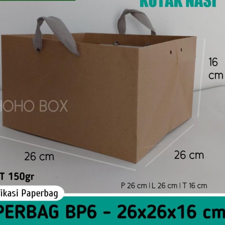 

➶ ISI 12 BIJI paper bag murah 26x26x16 pb6 kotak nasi bento berkat | paperbag polos ✈