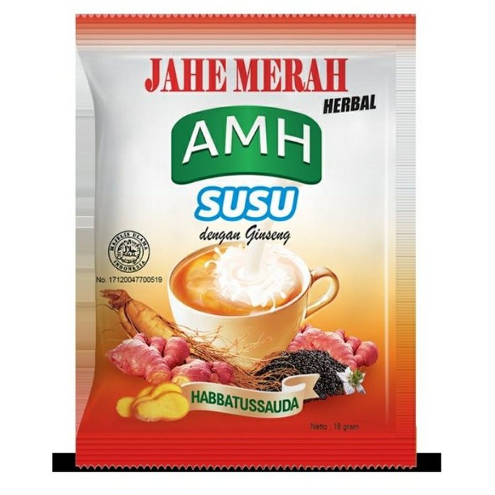 

Jahe Merah AMH Susu Dengan Ginseng Dan Habbatussauda | Per Sachet