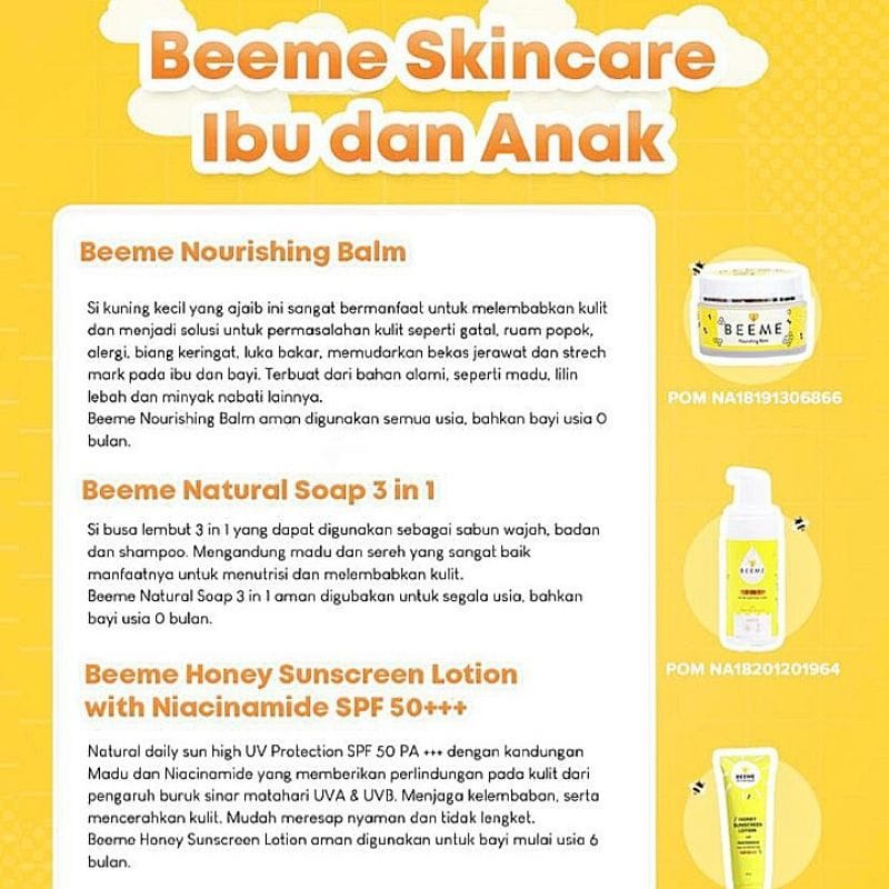 Beeme Natural Soap 3 in 1 with Honey &amp; Lemongrass 100ml - SKINCARE IBU DAN ANAK