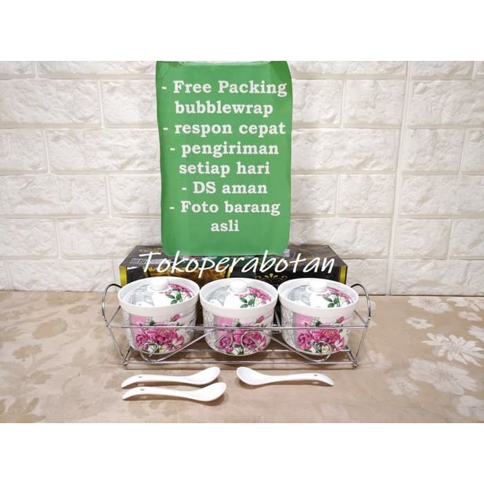 Tempat Bumbu Keramik Fiorenza 3pcs - Sesuai Gambar