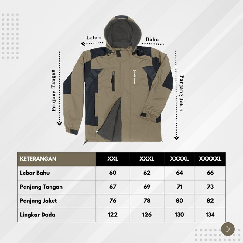 JAKET OUTDOOR ALL USE ANTI AIR ORIGINAL ARMY MIX GREY JUMBO JAKET GUNUNG PRIA BIG SIZE TERLARIS