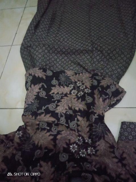 Gamis Peplum Lawasan Daun Batik Modern Wanita Muslimah Elegan