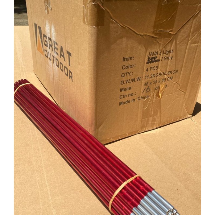 pasak dan frame tenda alloy dan fiber