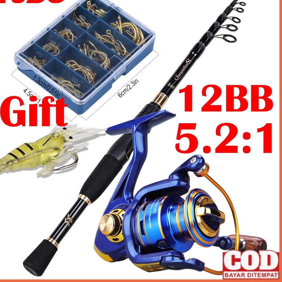 (LANGSUNG KIRIM) YUDO Set Joran Pancing Telescopic Fishing Rod 1.8m 2.1m 2.4m Ultralight Weight Carb