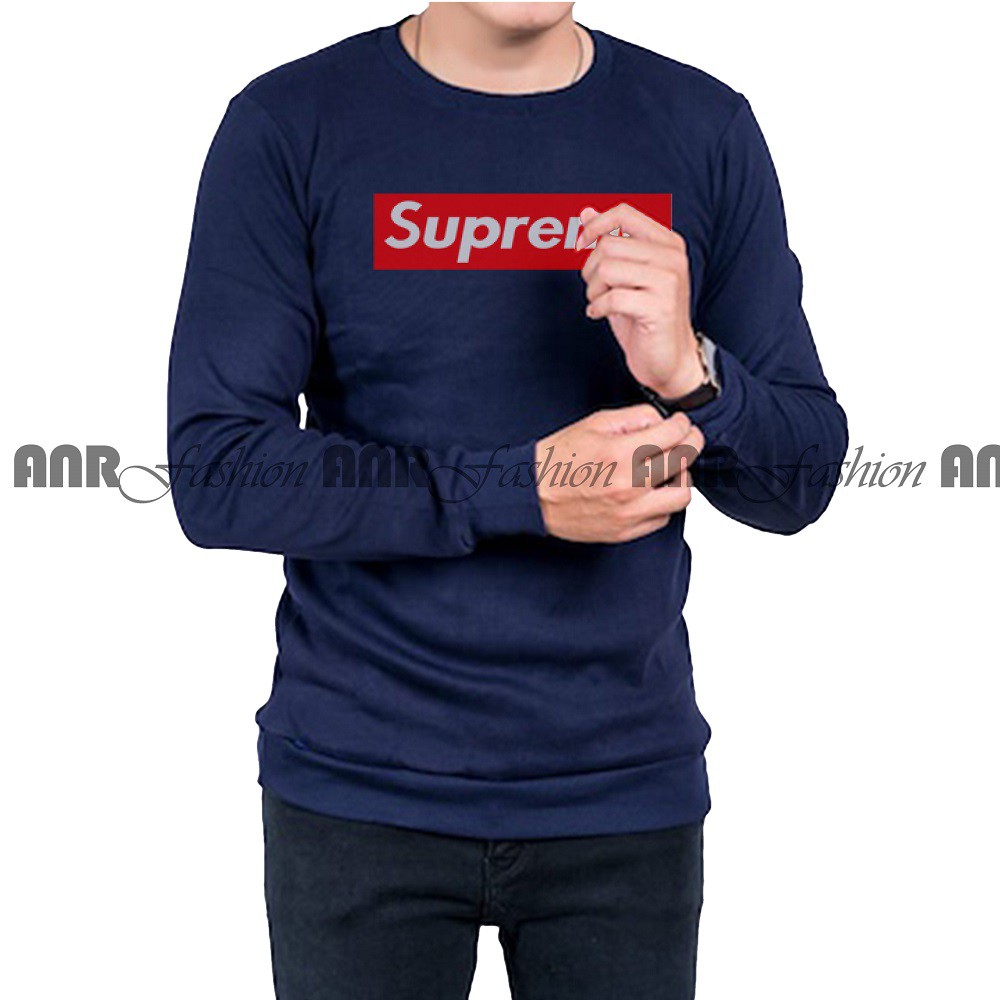 Sweater Supreme Basic Oblong Supreme Pria/Cowok - Hitam/Abu Misty/Merah/Biru Navy