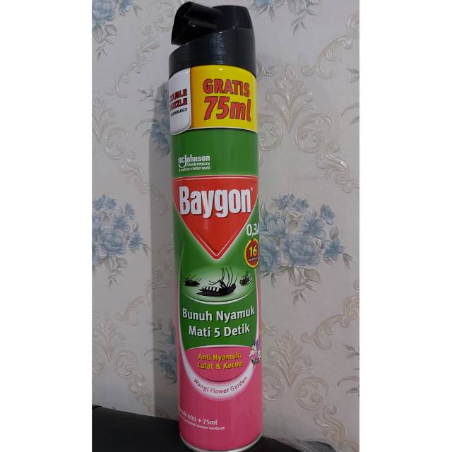 Baygon Anti Nyamuk 600ml 75ml Wangi Flower Garden Baygon Anti Nyamuk 600ml 75ml Wangi Flower Garden
