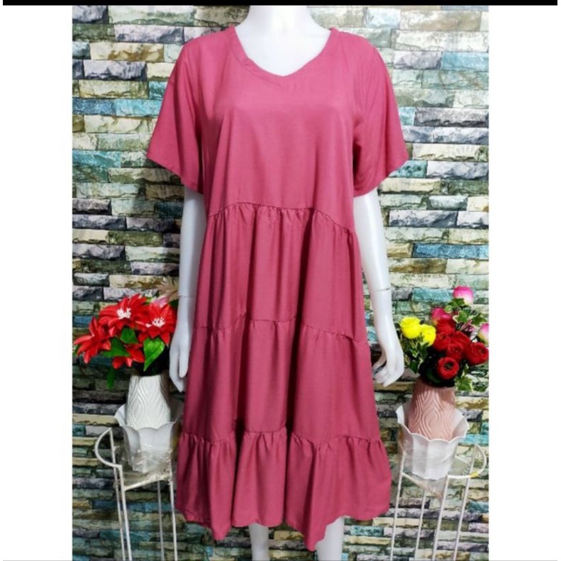 DASTER ADEM KEKINIAN MIDI DRESS BUSUI FRIENDLY MURAH