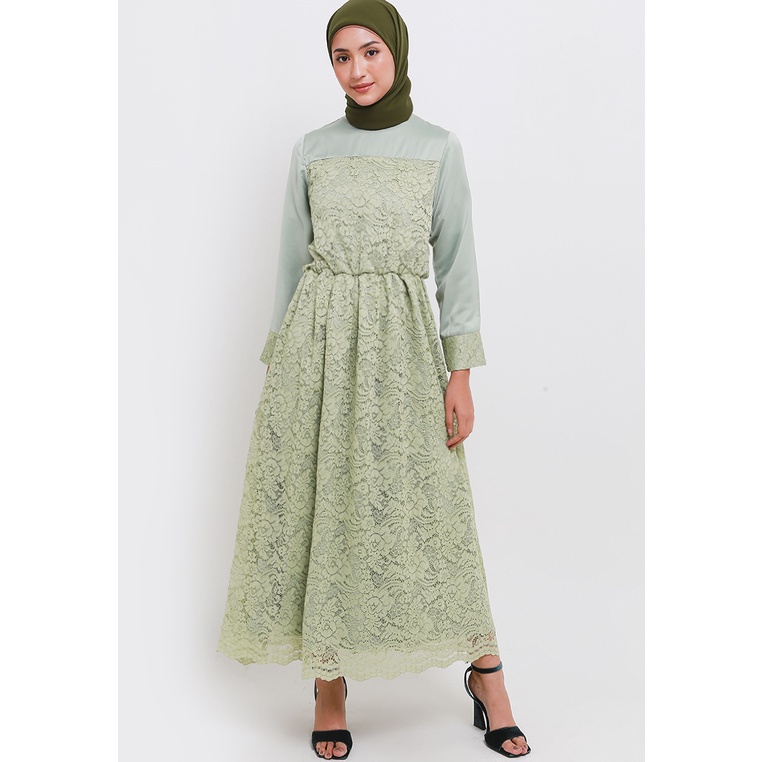 MFMW Latifah Dress Gamis Brukat Hijau