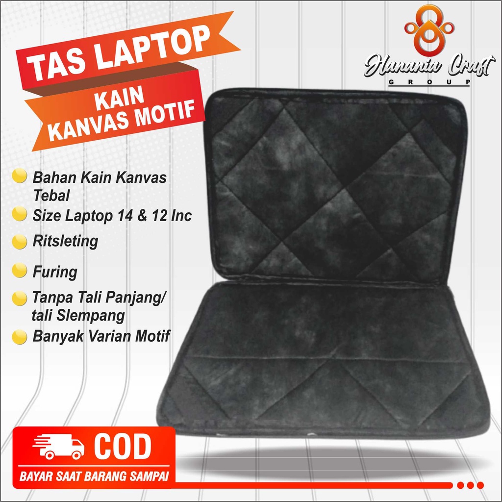 COD Tas laptop / tempat laptop GROSIR bahan kanvas motif(37x27cm) 14 in