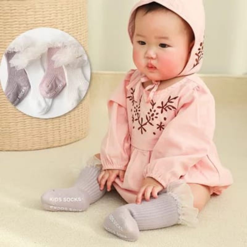 Kaos kaki anak bayi renda organza / Baby lace socks double layer