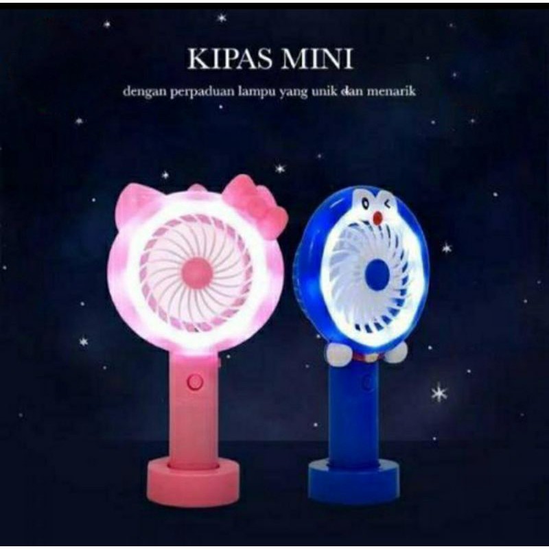 kipas angin tangan stand portable karakter LED/standing mini FAN