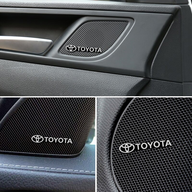 4pcs Stiker emblem / badge 3D Bahan aluminum Untuk speaker stereo Toyota