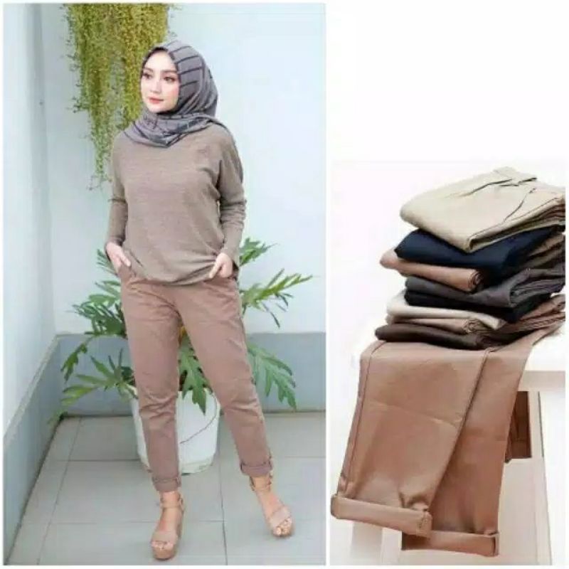 CELANA BAHAN WANITA PANJANG BAGY BEGY BEGGY BAGGY PANTS PANT KERJA KAIN WANITA CELANA