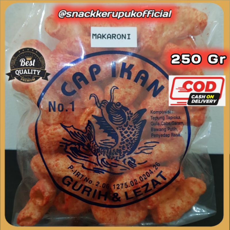 

Snack Kerupuk Model Makaroni Cap Ikan Keripik Pedas Balado 250 Gr