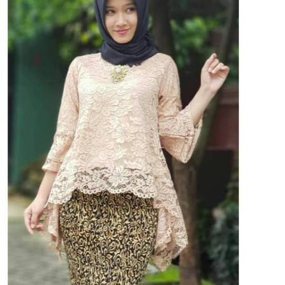 Kebaya brokat warna cokelat susu / kebaya brokat warna cream / atasan kebaya / kebaya brokat /atasan