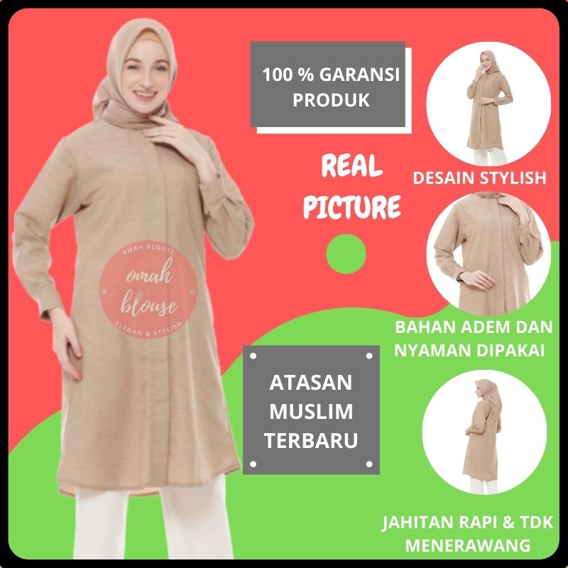 Baju atasan tunik blouse blous blose blus bluse bloes bluose plisket polos linen ceruty crinkle pest