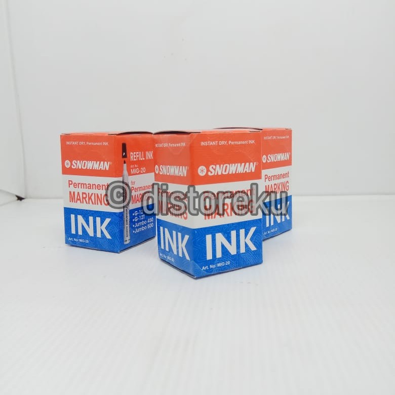 ISI ULANG REFILL TINTA SNOWMAN HITAM PERMANENT INK MARKING MIG - 20