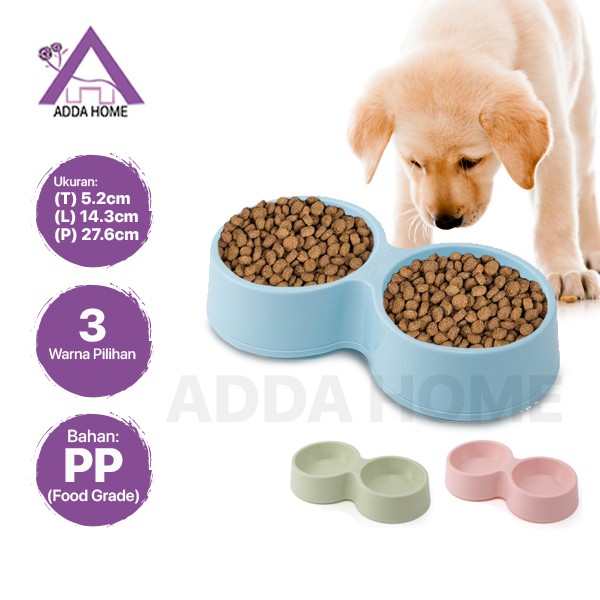 Adda Home - Mangkuk Tempat Makan Minum Anjing Kucing Peliharaan 2 Sekat 27.6x14.3x5.2cm