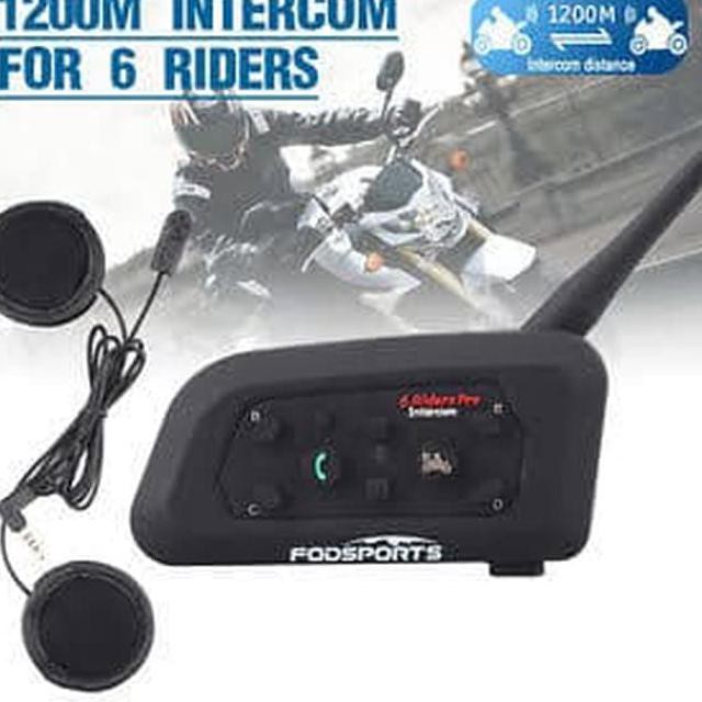 BLUETOOTH INTERCOM V6 6-RIDERS 1200M FOR HELMET KODE 1477