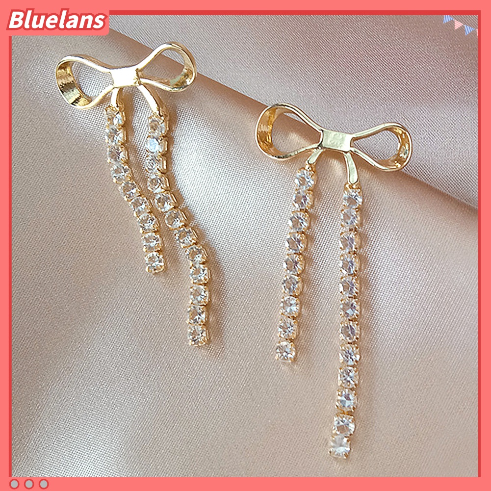 Anting Rumbai Panjang Bentuk Pita Bahan Alloy Untuk Wanita