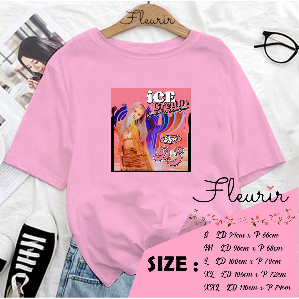 FLEURIR - KAOS ICE CREAM ROSE WANITA DEWASA LENGAN PENDEK TEE UNISEX WANITA PRIA