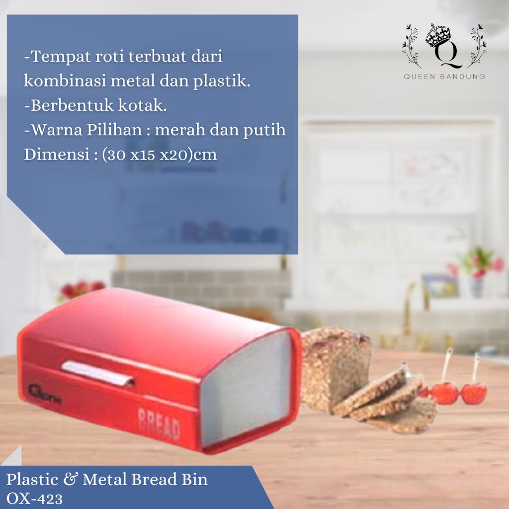 Plastic &amp; Metal Bread Bin OX-423