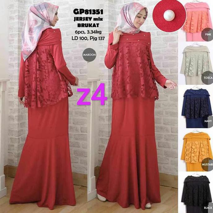 BARANG BERKUALITAS GAUN BROKAT DUYUNG MUTIARA - TOSCA MURAH