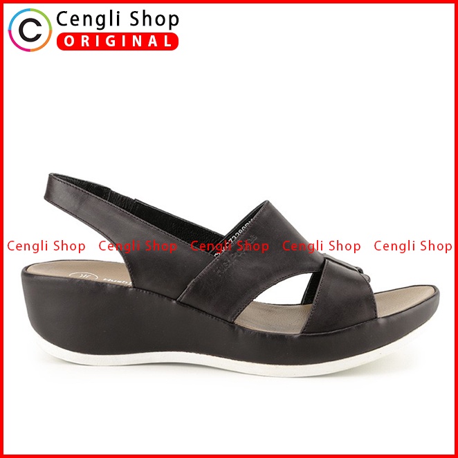 SANDAL WEDGES KULIT HUSH PUPPIES WANITA ORIGINAL TERBARU HITAM HW48