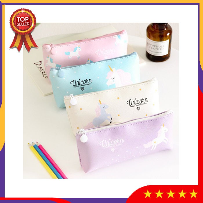 

ZVA2 Tempat Pensil Pencil Little Unicorn Case Pouch Alat Tulis Peralatan Sekolah