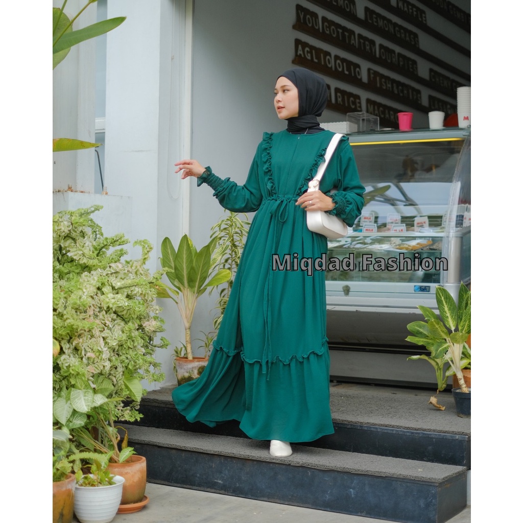 Syafa -Pakaian Muslim Wanita Terbaru - Gamis Ceruty premium -Baju Lebaran- Terbaru- Gamis Busui Friendly-Gamis lebaran-2