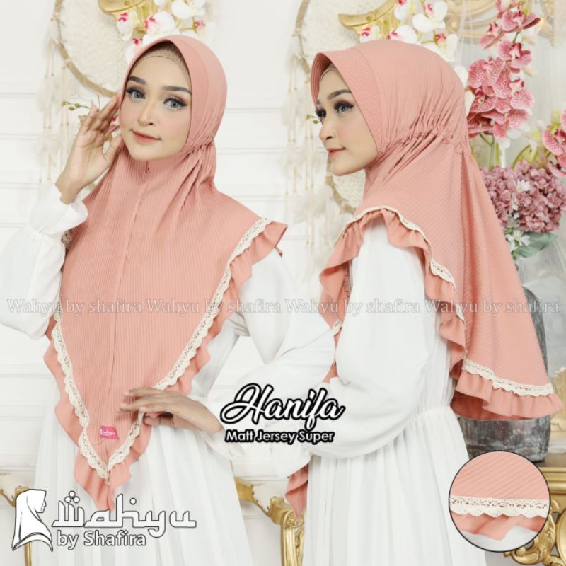 HANIFA PLISKET RENDA BERGO HIJAB WAHYU BY SHAFIRA PLISKET LACE JERSEY SUPER BERGO NAZMI