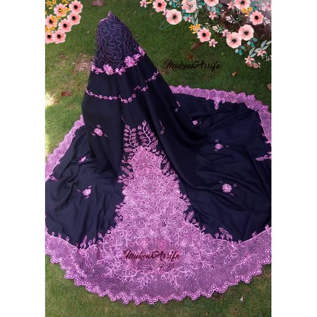 Mukena bordir handmade black & pink by mukena adsifa bordir shop