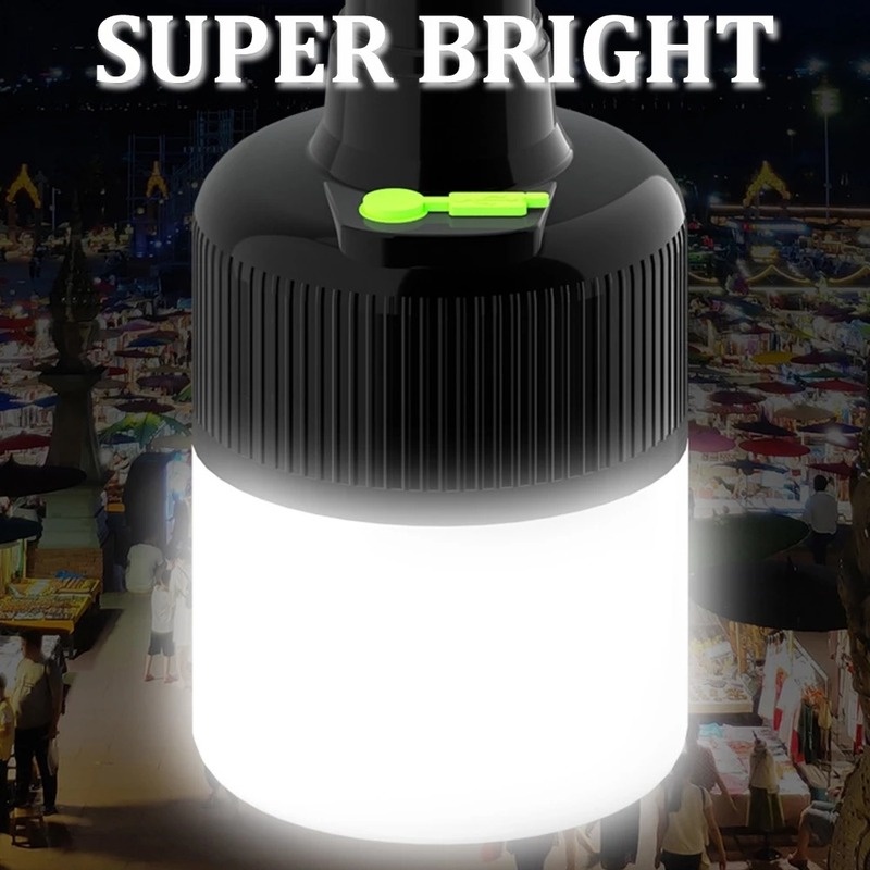 1 Pc Lampu Bohlam LED USB Rechargeable Bahan ABS Dengan Kait Untuk Camping