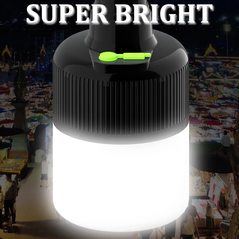 1 Pc Lampu Bohlam LED USB Rechargeable Bahan ABS Dengan Kait Untuk Camping