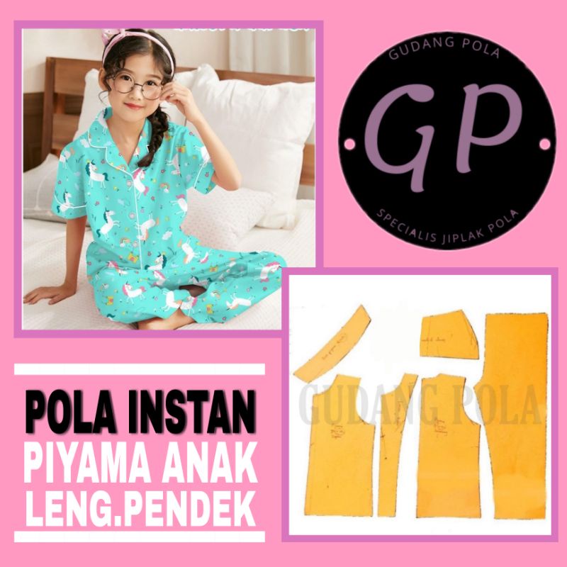 [✓COD] Pola Piyama Anak Lengan Pendek - Pola Piyama - Pola Piyama Pendek - Pola Piyama Anak Perempua
