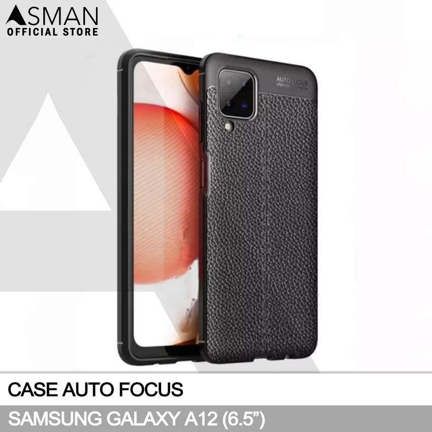 Auto Focus Samsung Galaxy A12 (6.5&quot;) | Soft Case Leather Premium - Hitam