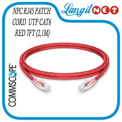 COMMSCOPE PATCH CORD UTP CAT 6 RED 7FT ( 2.1M )