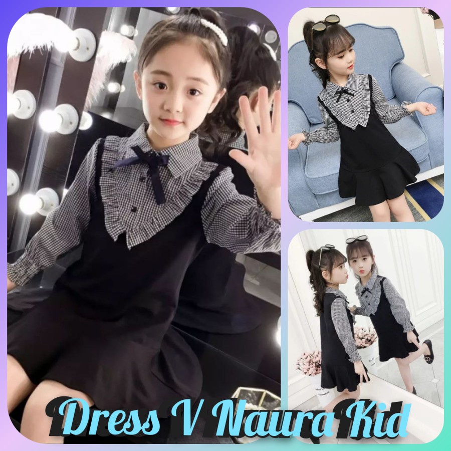 Dress Anak Perempuan Untuk Anak Usia 5 6 7 8 Tahun Kid Lm Kotak-Baju Anak Perempuan Murah