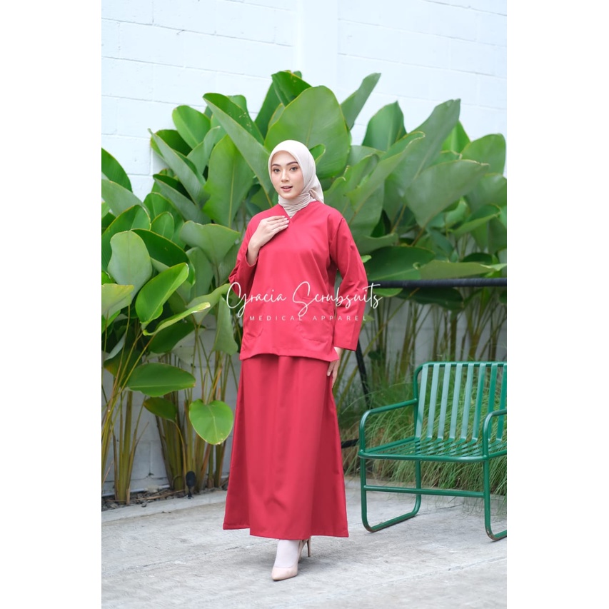 GRACIA SCRUBSUITS - Baju jaga / malam / oka / scrubsuits / scrub ROK panjang dokter perawat bidan