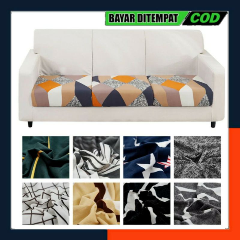 Sarung Jok Dudukan Sofa 123 Seater Elastis Cover Sofa Dudukan Kotak Sarung Pelindung Sofa Motif