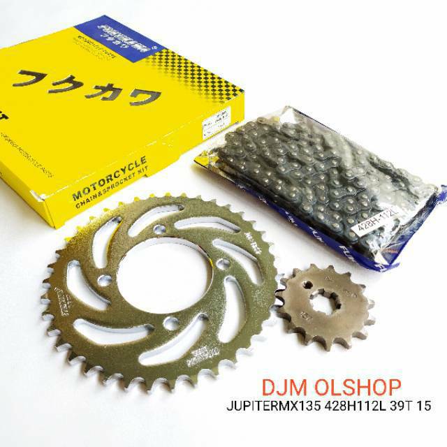 Gear Set Fukukawa Jupiter Mx 135 1S7 Rantai 428H-112L-39T-15T