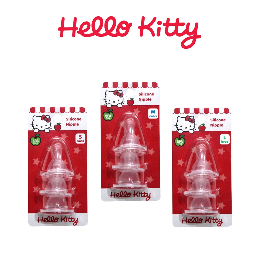 Lusty Bunny Hello Kitty Regular Silicone Nipple Dot Bayi Isi 3 Pcs (HKT-DN101)