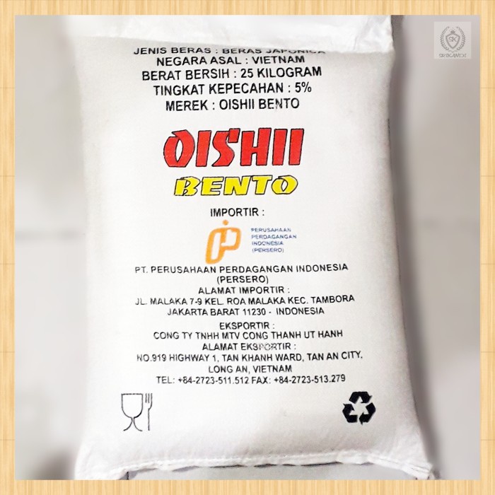 

978qW Beras Jepang Oishii Bento 5Kg Repack W5Q0112