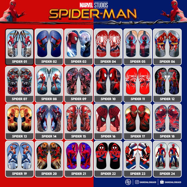 [PO] Sandal Karakter Print Spider-Man Tayo Pokemon Transformer | Spiderman | Ultraman