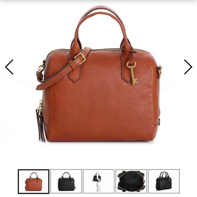 Fossil Fiona Leather Satchel Black