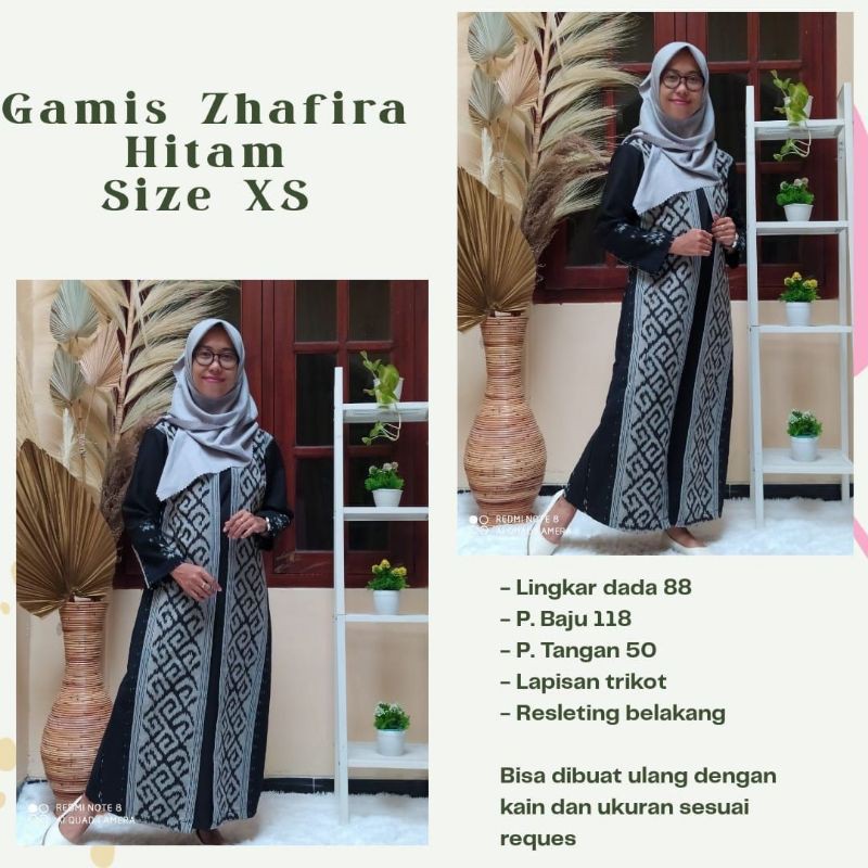 ORIGINAL GAMIS TENUN ETNIK MOTIF ZHAFIRA HITAM SIZE XS