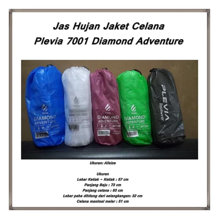 Jas Hujan Plevia Diamond Adventure BP 7001 Setelan Baju Jaket Celana/Mantel Mantol Backpack/Raincoat Rain Coat Ada Tas Punggung