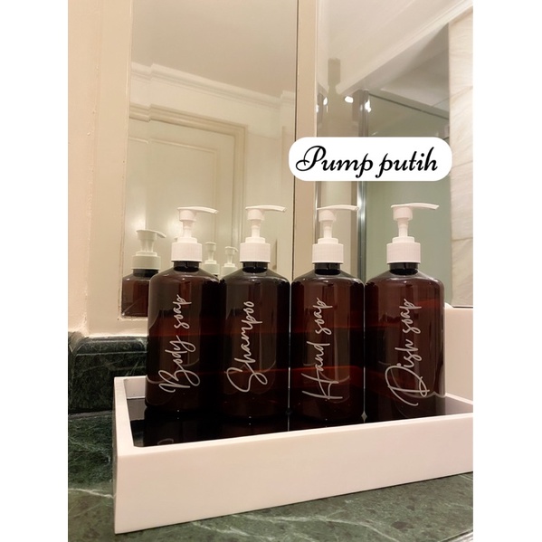 botol COKLAT 500ml SILVER EDITION . bottle minimalist refill organizer aesthetic pump tempat sabun cair estetik label stiker