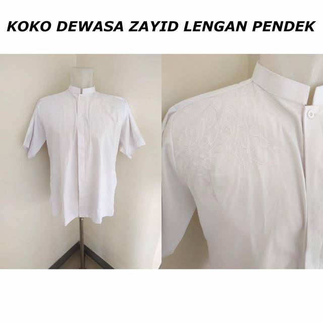 BAJU KOKO KATUN DEWASA ZAYID EXCLUSIVE PUTIH SENADA LENGAN PENDEK | GROSIR KOKO MURAH DAN ADEM