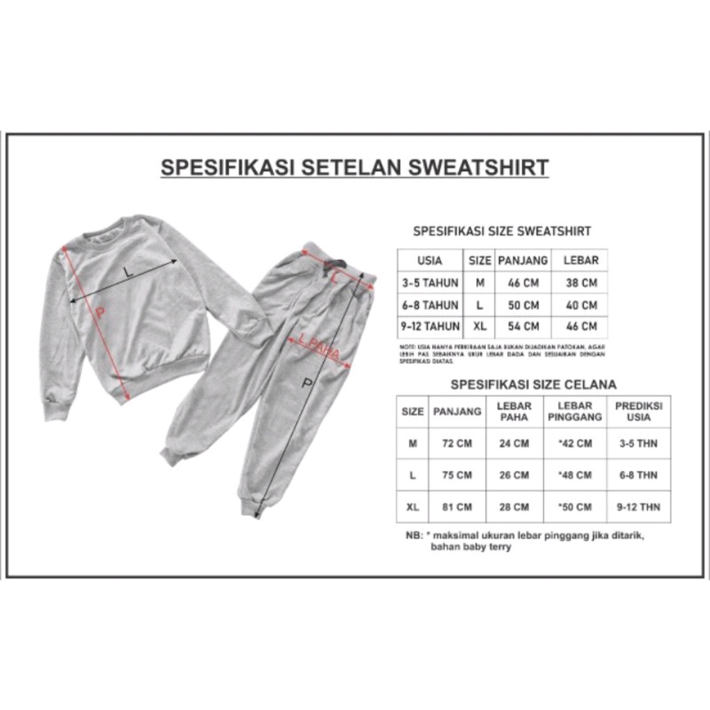 Setelan Training Anak / Stelan Sweater Anak / Setelan Olah Raga Anak